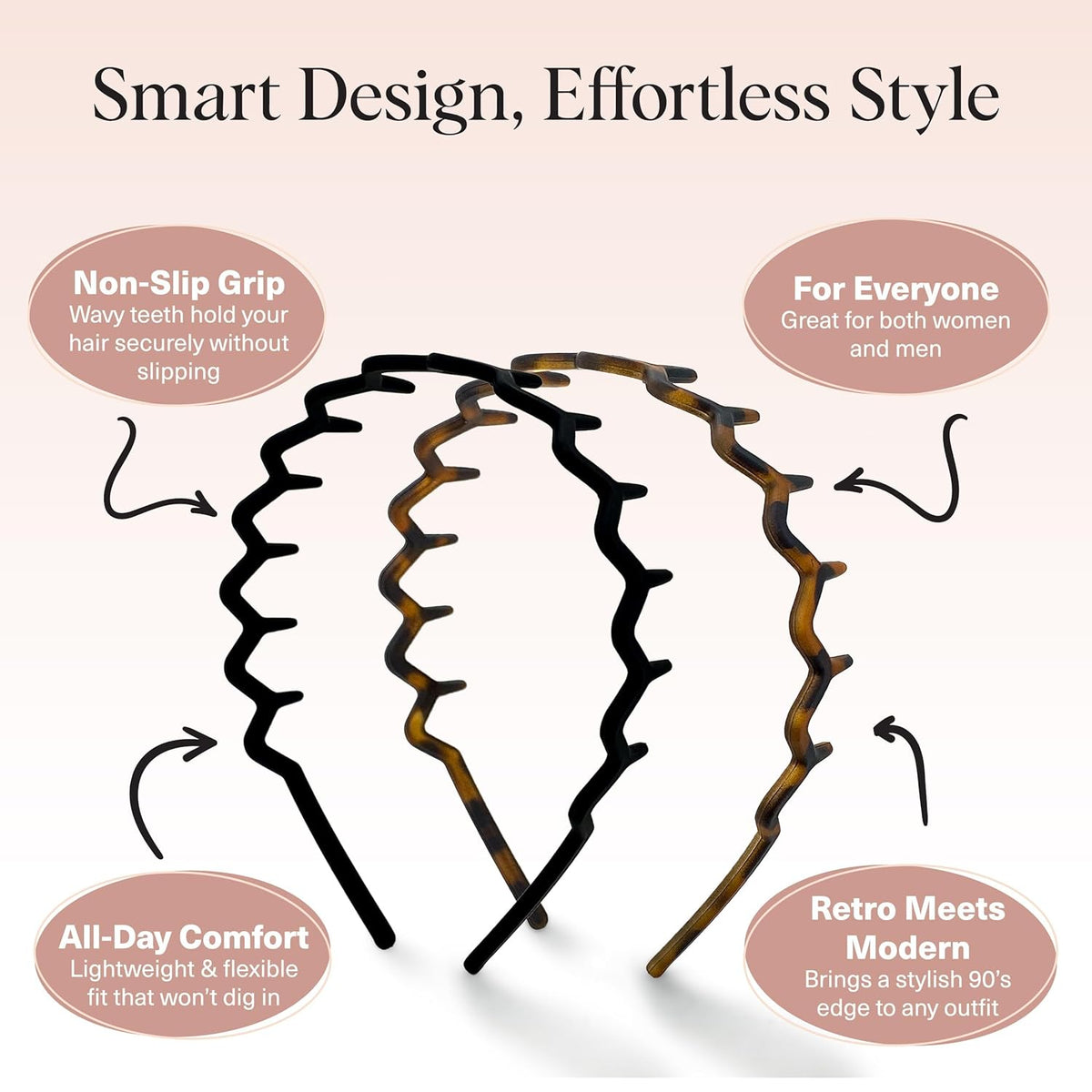 Zig Zag Headbands Black and Brown - 2 pcs