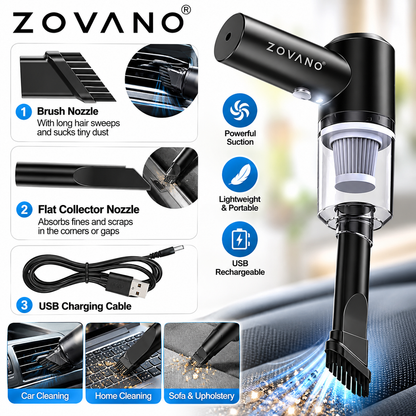 ZOVANO Car Vacuum Cleaner with Blower, USB Rechargeable