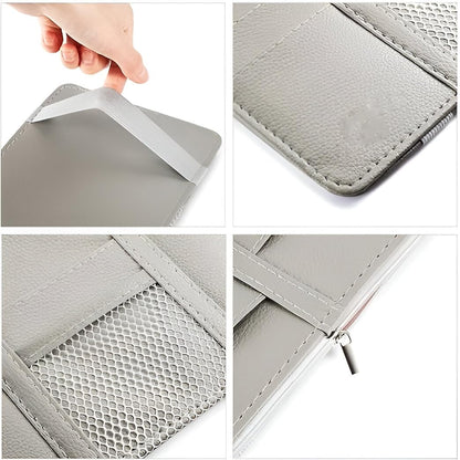 Car Sun Visor Organizer – Multi-Pocket Card, Sunglass & Document Holder with Zipper