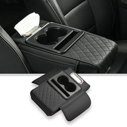 5 in 1 Car Seat Armrest Organizer with Cup Holder, Tissue Box Slot, Zipper Storage Pocket