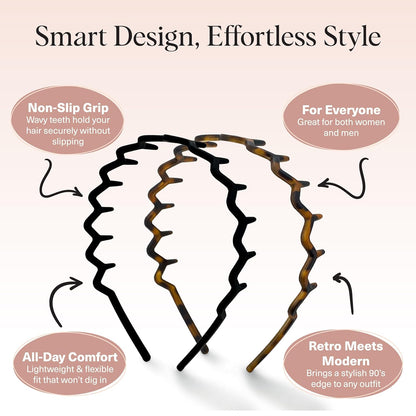 Zig Zag Headbands Black and Brown - 2 pcs
