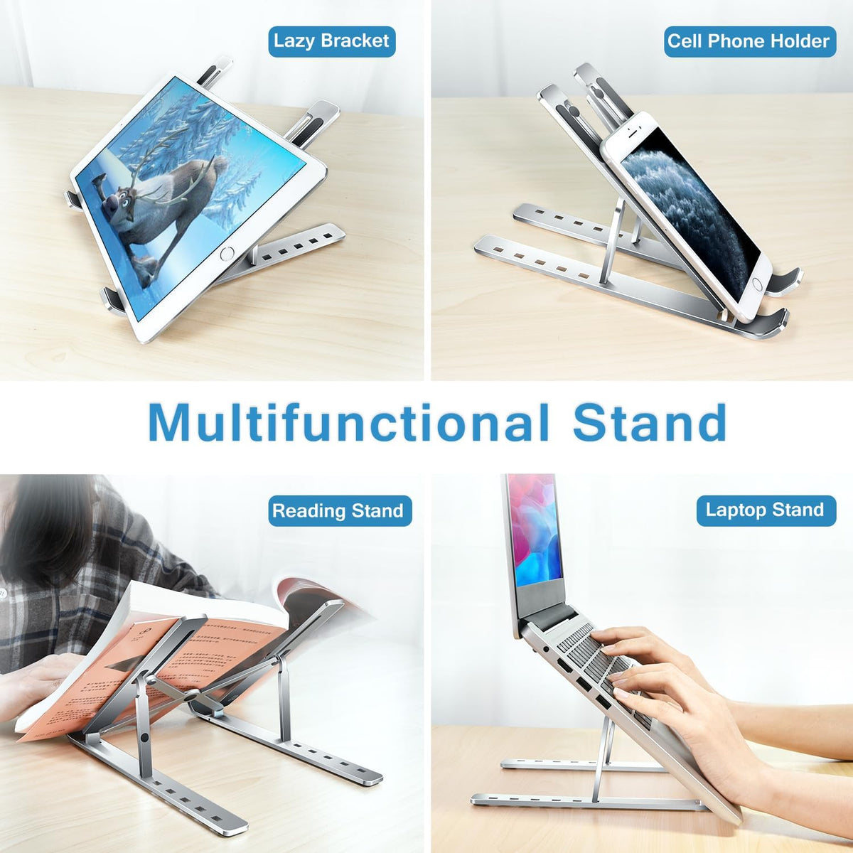 Laptop Stand, Laptop Holder Riser Computer Tablet Stand,Silver