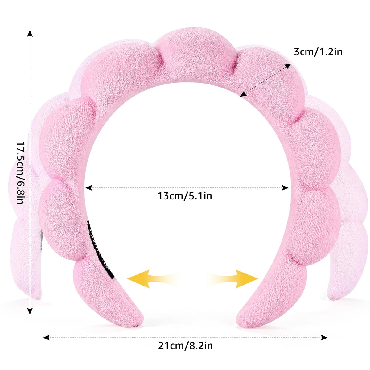 Spa Terry Cloth Headbands for Facial Skincare, Makeup Application, Face Washing, Mask and Skin Treatments
