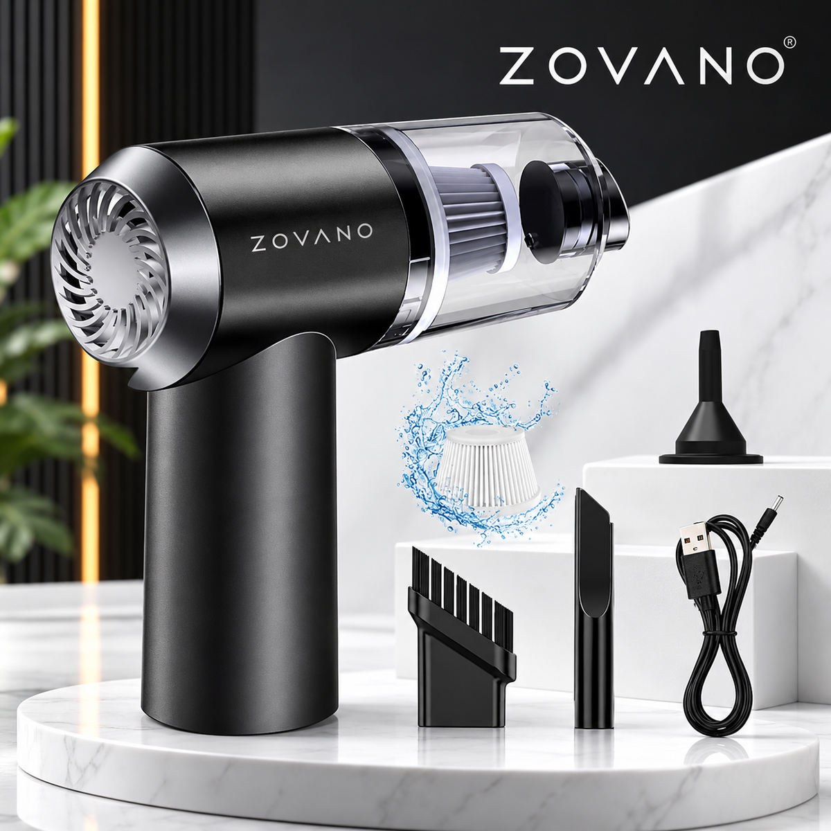 ZOVANO Car Vacuum Cleaner with Blower, USB Rechargeable