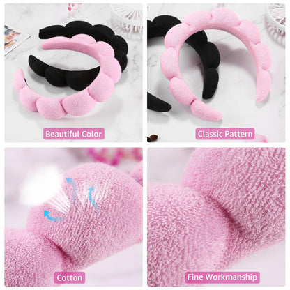 Spa Terry Cloth Headbands for Facial Skincare, Makeup Application, Face Washing, Mask and Skin Treatments