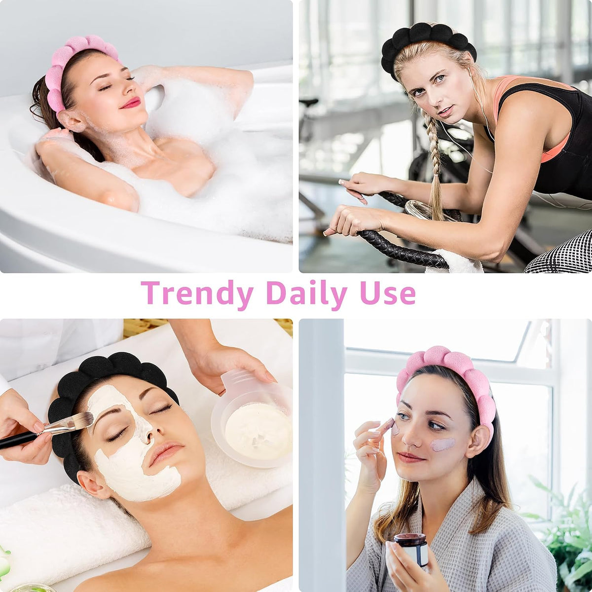 Spa Terry Cloth Headbands for Facial Skincare, Makeup Application, Face Washing, Mask and Skin Treatments